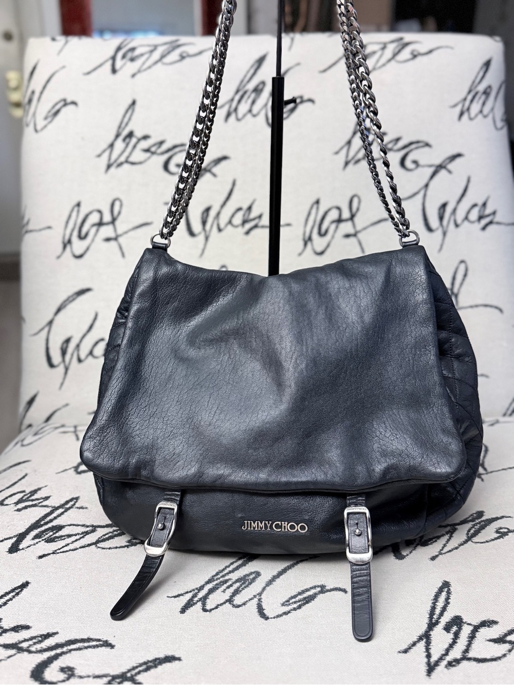 Jimmy Choo Black leather Large Becka Biker Bag